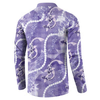 Japanese Koi Fish Button Sweatshirt Purple Wagara Palaka Honohono Pikake Lei LT9 - Polynesian Pride