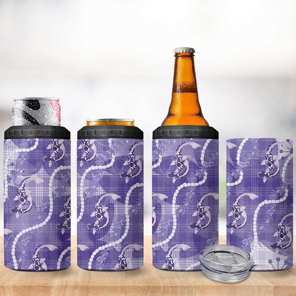Japanese Koi Fish 4 in 1 Can Cooler Tumbler Purple Wagara Palaka Honohono Pikake Lei