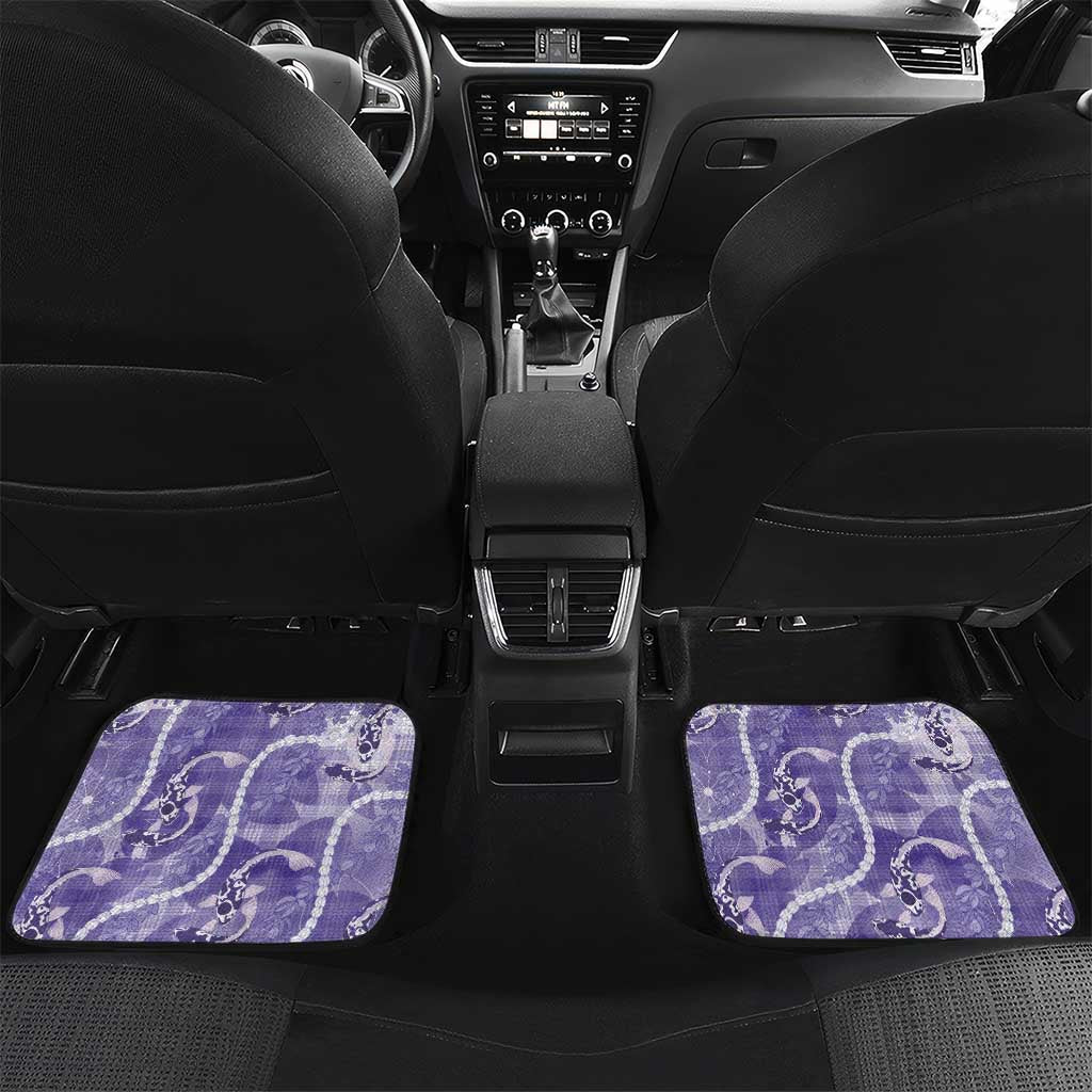 Japanese Koi Fish Car Mats Purple Wagara Palaka Honohono Pikake Lei LT9 Set 2pcs - Back Purple - Polynesian Pride