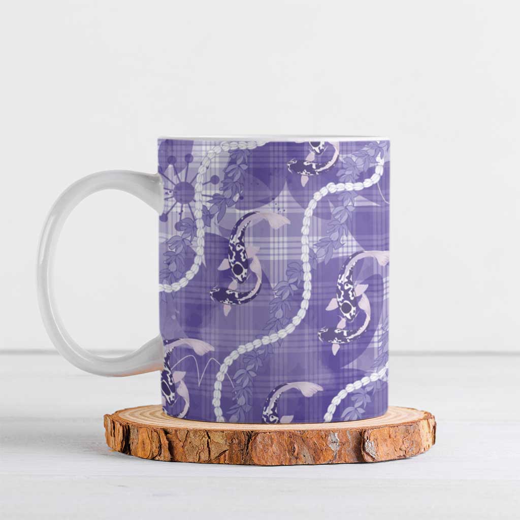 Japanese Koi Fish Ceramic Mug Purple Wagara Palaka Honohono Pikake Lei LT9 Purple - Polynesian Pride