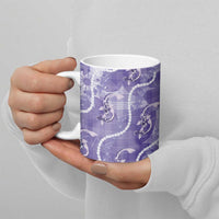 Japanese Koi Fish Ceramic Mug Purple Wagara Palaka Honohono Pikake Lei LT9 - Polynesian Pride