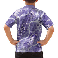 Japanese Koi Fish Family Matching Long Sleeve Bodycon Dress and Hawaiian Shirt Purple Wagara Palaka Honohono Pikake Lei