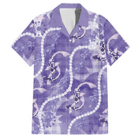 Japanese Koi Fish Family Matching Off The Shoulder Long Sleeve Dress and Hawaiian Shirt Purple Wagara Palaka Honohono Pikake Lei
