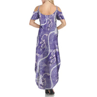 Japanese Koi Fish Family Matching Summer Maxi Dress and Hawaiian Shirt Purple Wagara Palaka Honohono Pikake Lei
