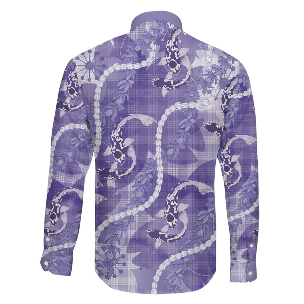 Japanese Koi Fish Family Matching Tank Maxi Dress and Hawaiian Shirt Purple Wagara Palaka Honohono Pikake Lei