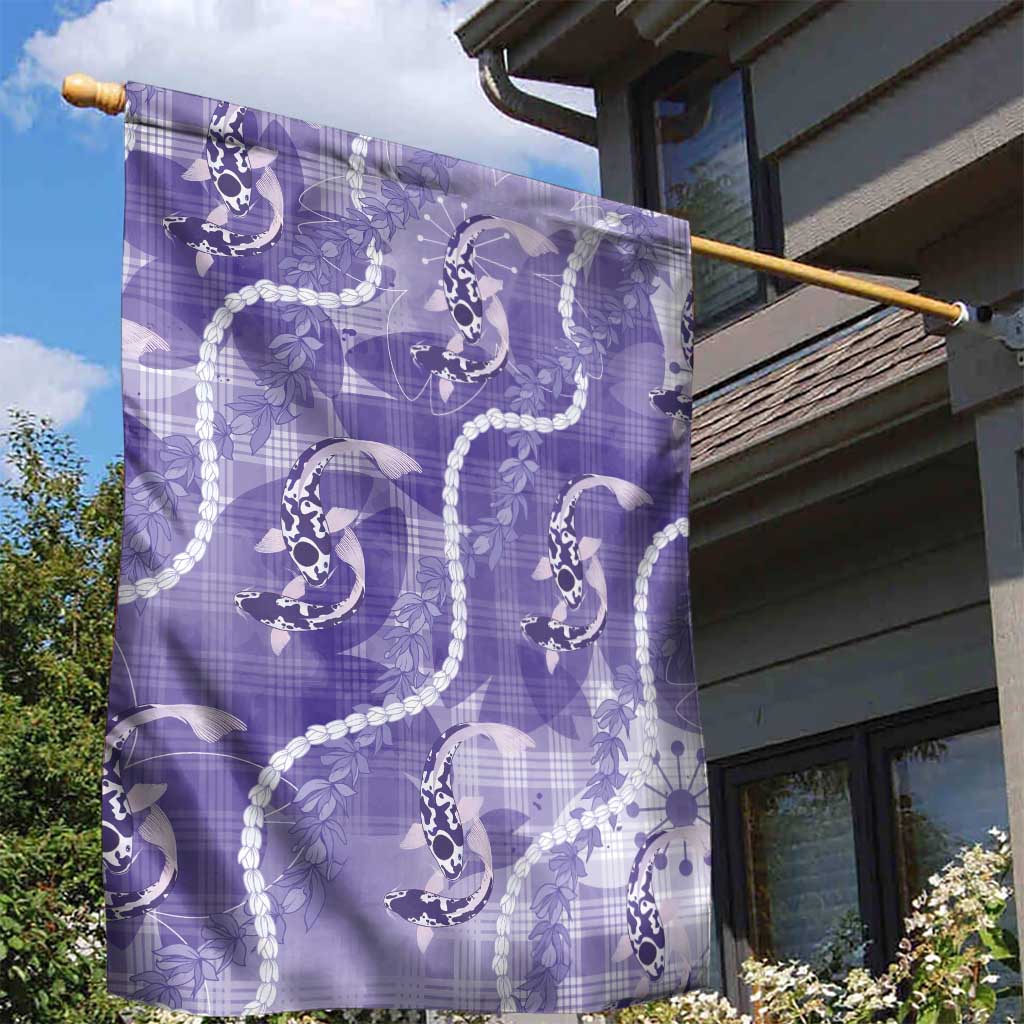 Japanese Koi Fish Garden Flag Purple Wagara Palaka Honohono Pikake Lei LT9 - Polynesian Pride