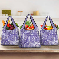 Japanese Koi Fish Grocery Bag Purple Wagara Palaka Honohono Pikake Lei LT9 3-pack One Size Purple - Polynesian Pride