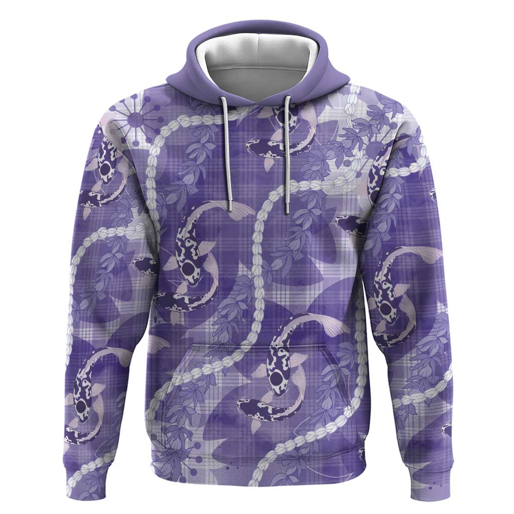 Japanese Koi Fish Hoodie Purple Wagara Palaka Honohono Pikake Lei
