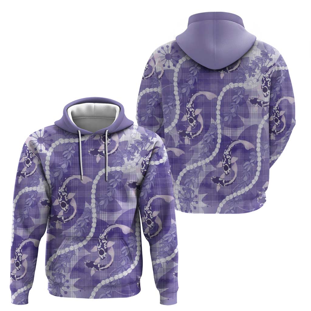 Japanese Koi Fish Hoodie Purple Wagara Palaka Honohono Pikake Lei