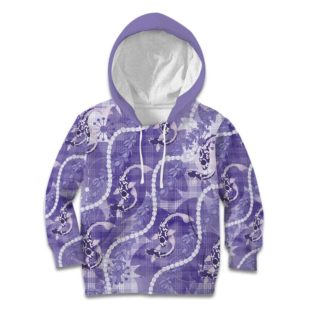 Japanese Koi Fish Kid Hoodie Purple Wagara Palaka Honohono Pikake Lei LT9 Hoodie Purple - Polynesian Pride