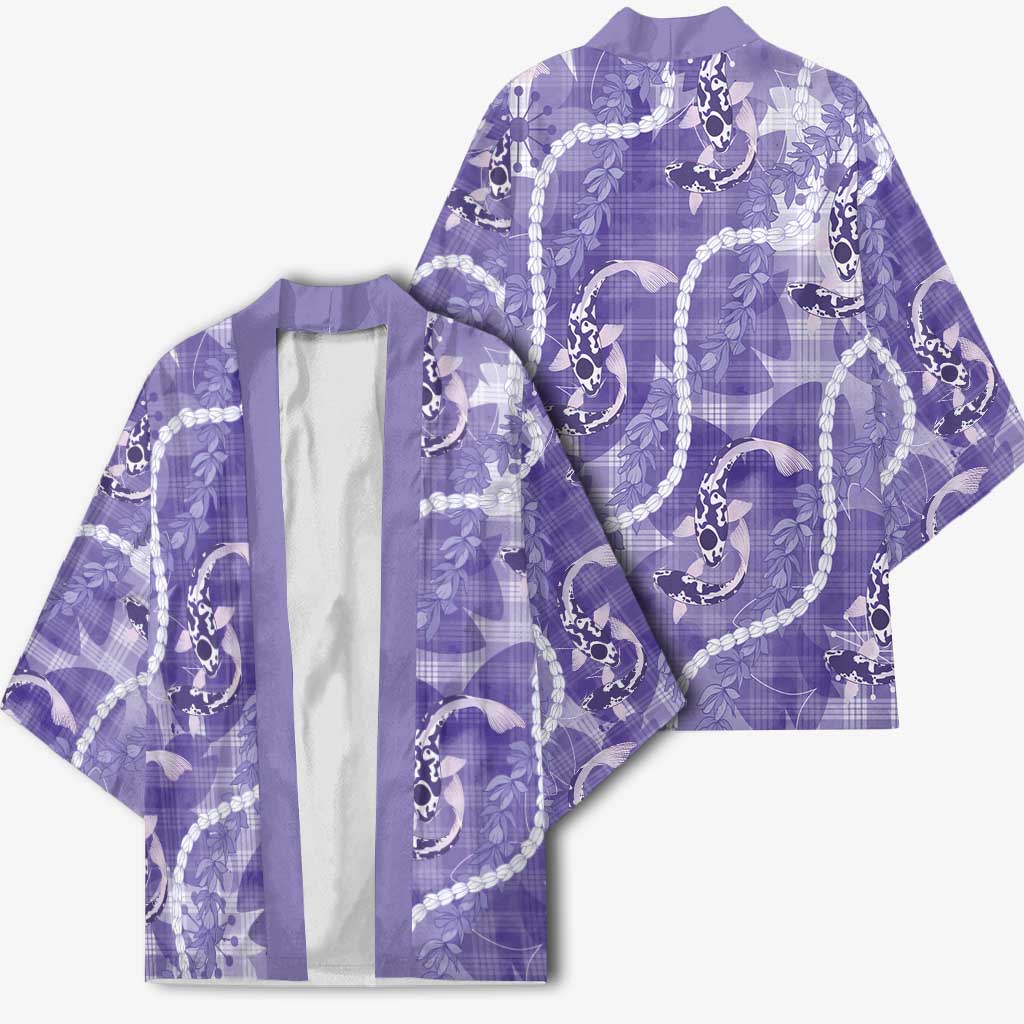 Japanese Koi Fish Kimono Purple Wagara Palaka Honohono Pikake Lei LT9 - Polynesian Pride