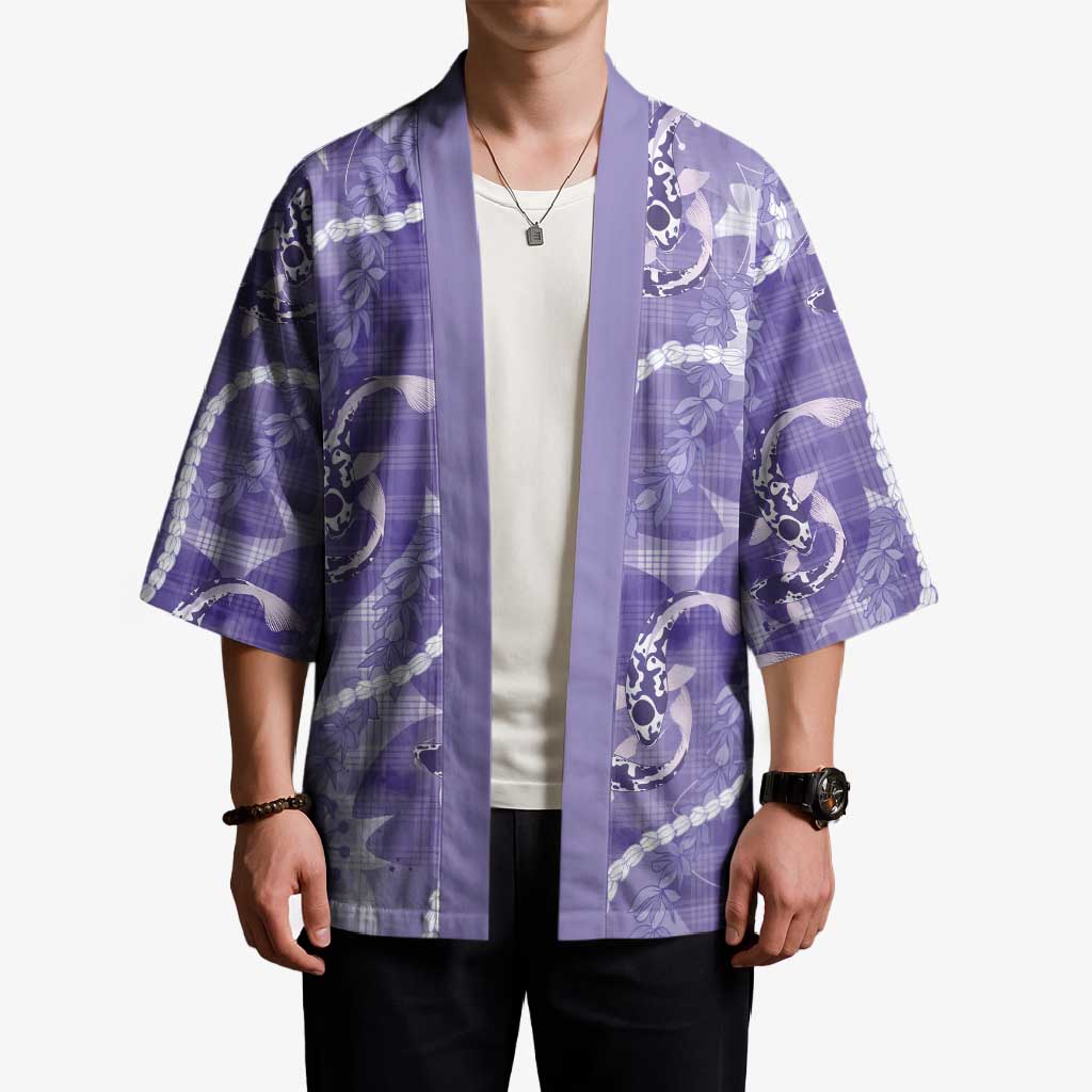 Japanese Koi Fish Kimono Purple Wagara Palaka Honohono Pikake Lei LT9 - Polynesian Pride