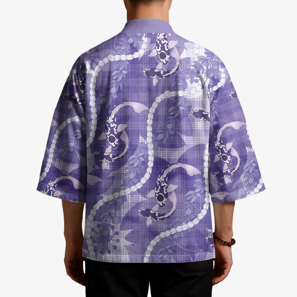 Japanese Koi Fish Kimono Purple Wagara Palaka Honohono Pikake Lei LT9 - Polynesian Pride