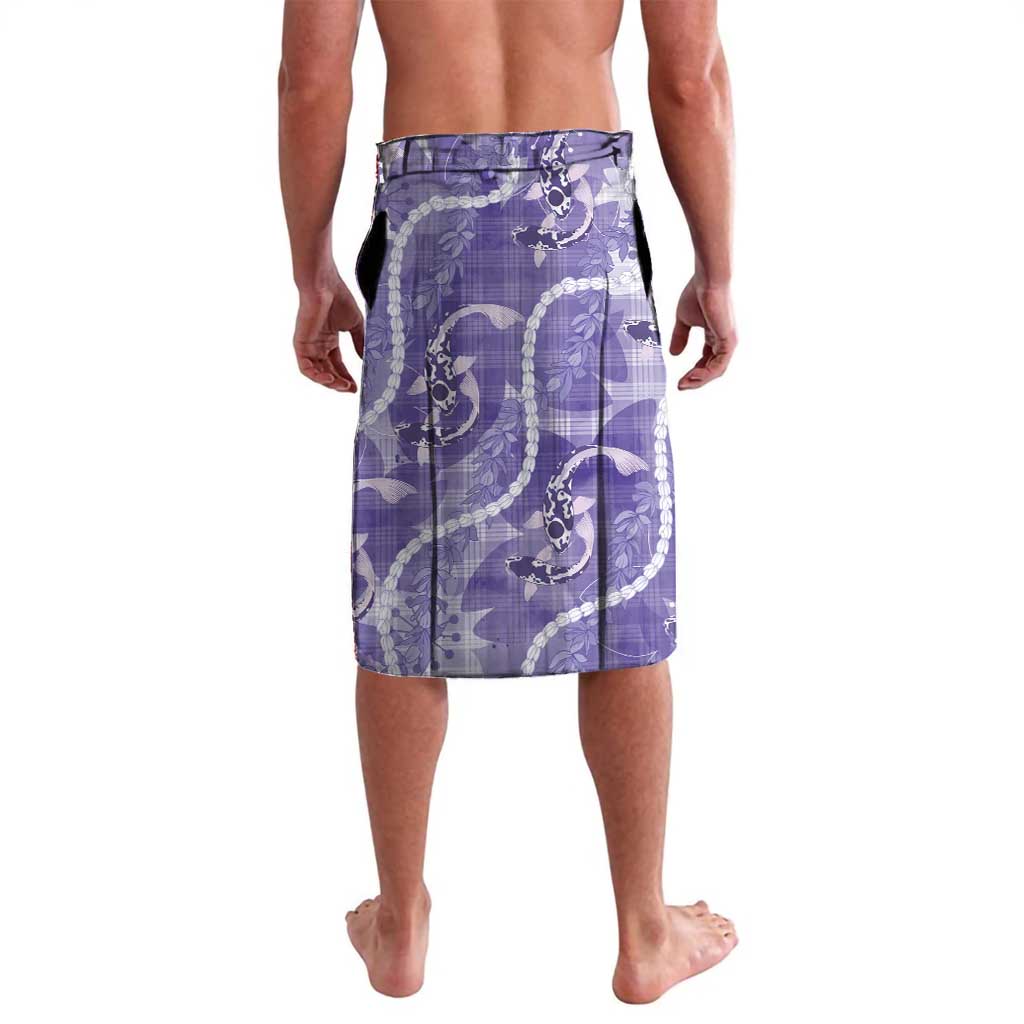 Japanese Koi Fish Lavalava Purple Wagara Palaka Honohono Pikake Lei LT9 - Polynesian Pride