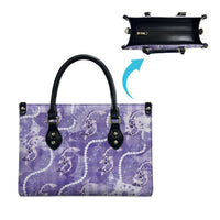 Japanese Koi Fish Leather Bag Purple Wagara Palaka Honohono Pikake Lei LT9 - Polynesian Pride