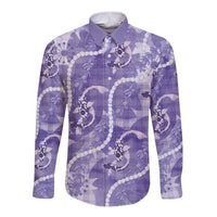 Japanese Koi Fish Long Sleeve Button Shirt Purple Wagara Palaka Honohono Pikake Lei LT9 Unisex Purple - Polynesian Pride