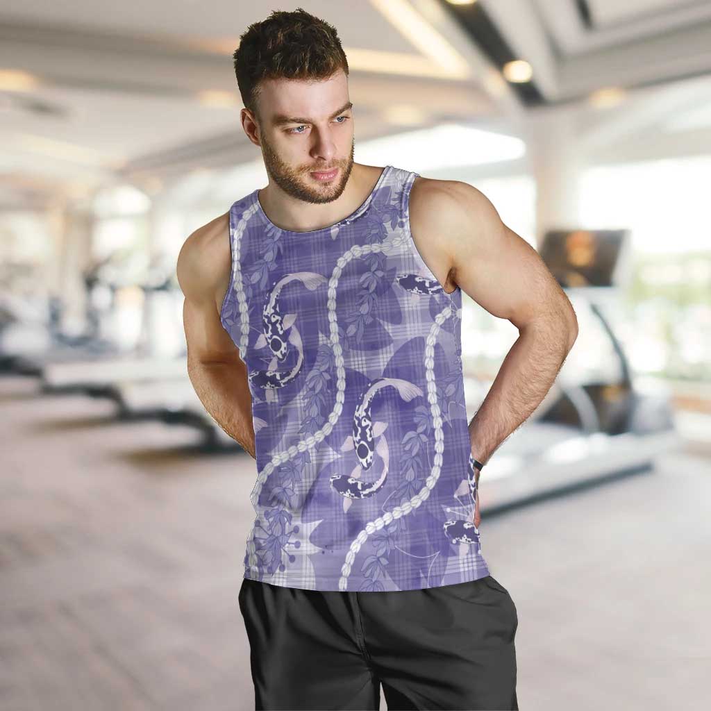 Japanese Koi Fish Men Tank Top Purple Wagara Palaka Honohono Pikake Lei LT9 Purple - Polynesian Pride