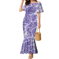 Japanese Koi Fish Mermaid Dress Purple Wagara Palaka Honohono Pikake Lei
