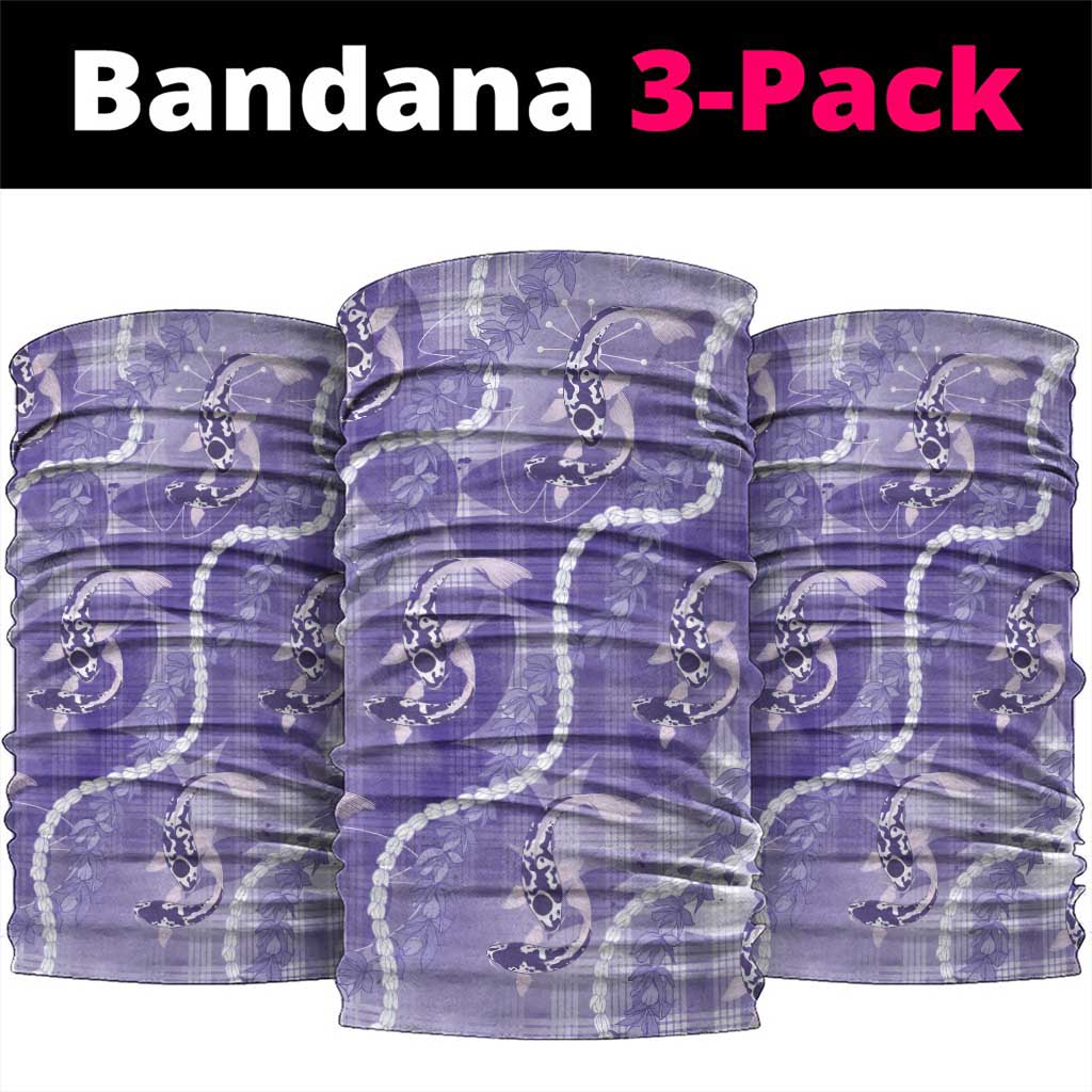 Japanese Koi Fish Neck Gaiter Purple Wagara Palaka Honohono Pikake Lei LT9 package One Size: 25*50cm Purple - Polynesian Pride