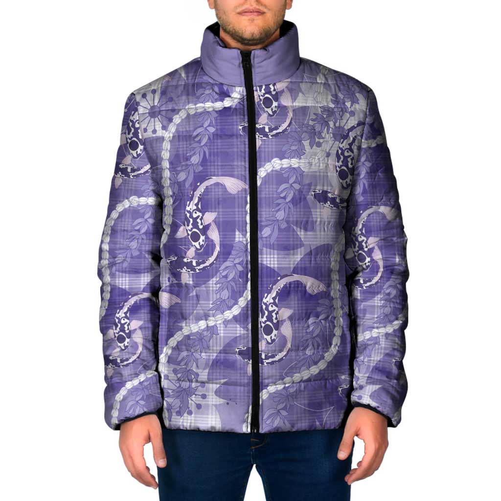 Japanese Koi Fish Padded Jacket Purple Wagara Palaka Honohono Pikake Lei LT9 Men Purple - Polynesian Pride