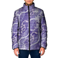 Japanese Koi Fish Padded Jacket Purple Wagara Palaka Honohono Pikake Lei LT9 Men Purple - Polynesian Pride