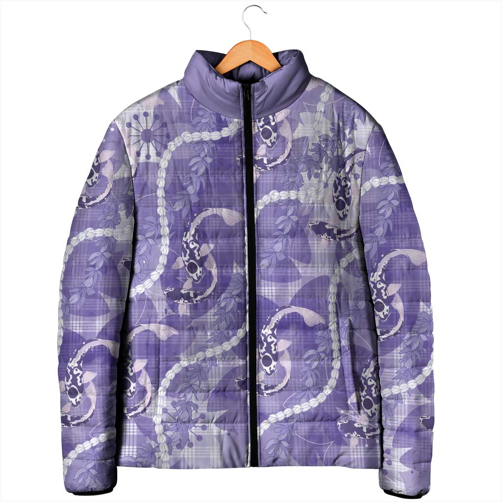 Japanese Koi Fish Padded Jacket Purple Wagara Palaka Honohono Pikake Lei LT9 - Polynesian Pride
