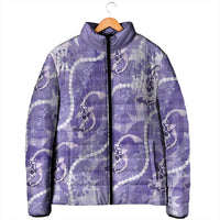Japanese Koi Fish Padded Jacket Purple Wagara Palaka Honohono Pikake Lei LT9 - Polynesian Pride