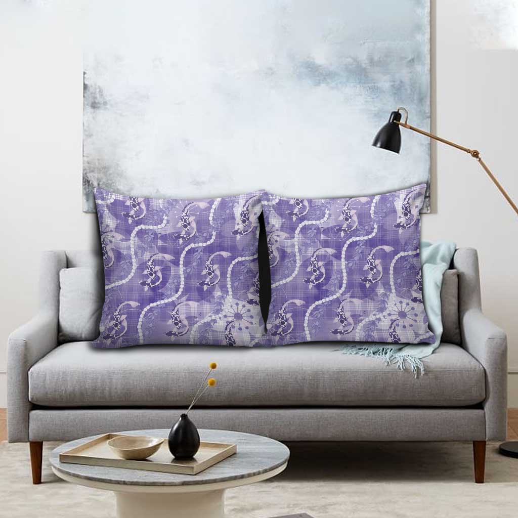 Japanese Koi Fish Pillow Cover Purple Wagara Palaka Honohono Pikake Lei LT9 - Polynesian Pride