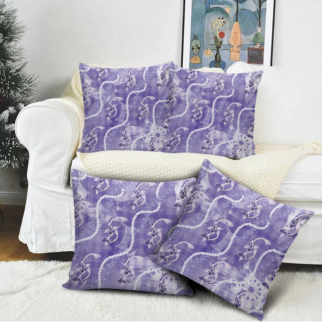 Japanese Koi Fish Pillow Cover Purple Wagara Palaka Honohono Pikake Lei LT9 - Polynesian Pride