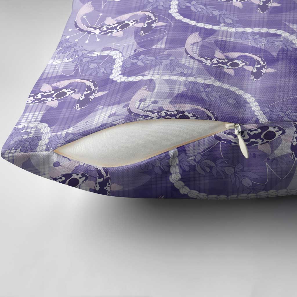 Japanese Koi Fish Pillow Cover Purple Wagara Palaka Honohono Pikake Lei LT9 - Polynesian Pride