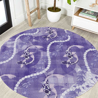 Japanese Koi Fish Round Carpet Purple Wagara Palaka Honohono Pikake Lei LT9 Purple - Polynesian Pride