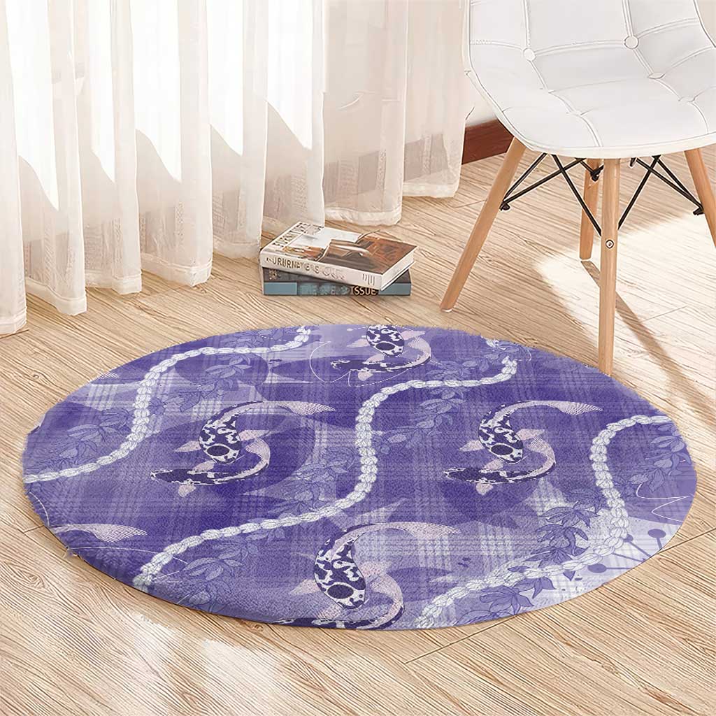 Japanese Koi Fish Round Carpet Purple Wagara Palaka Honohono Pikake Lei LT9 - Polynesian Pride