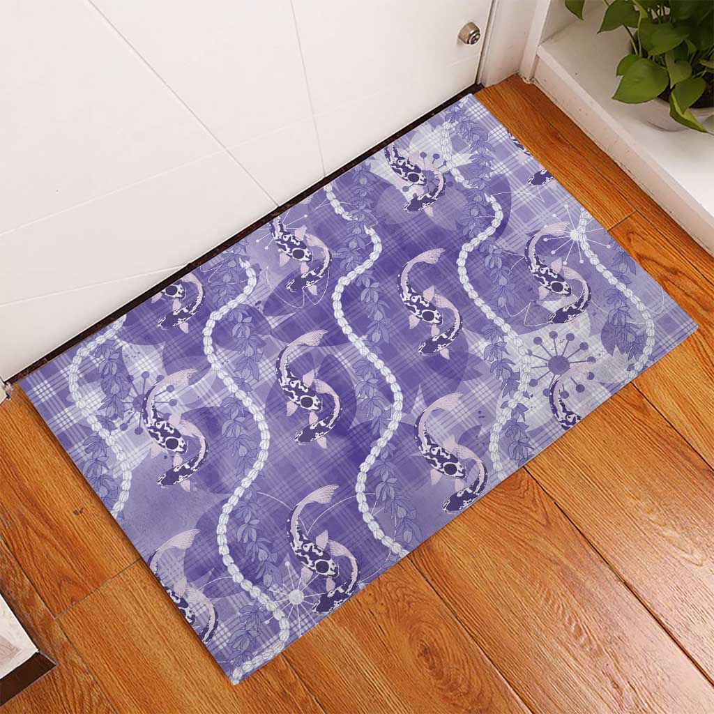 Japanese Koi Fish Rubber Doormat Purple Wagara Palaka Honohono Pikake Lei LT9 - Polynesian Pride