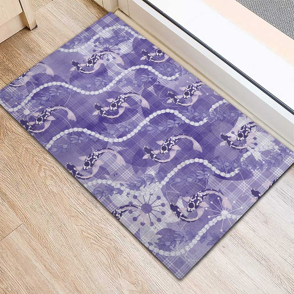 Japanese Koi Fish Rubber Doormat Purple Wagara Palaka Honohono Pikake Lei LT9 - Polynesian Pride