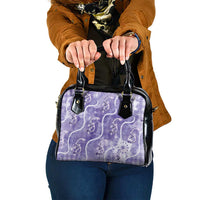 Japanese Koi Fish Shoulder Handbag Purple Wagara Palaka Honohono Pikake Lei LT9 One Size Purple - Polynesian Pride