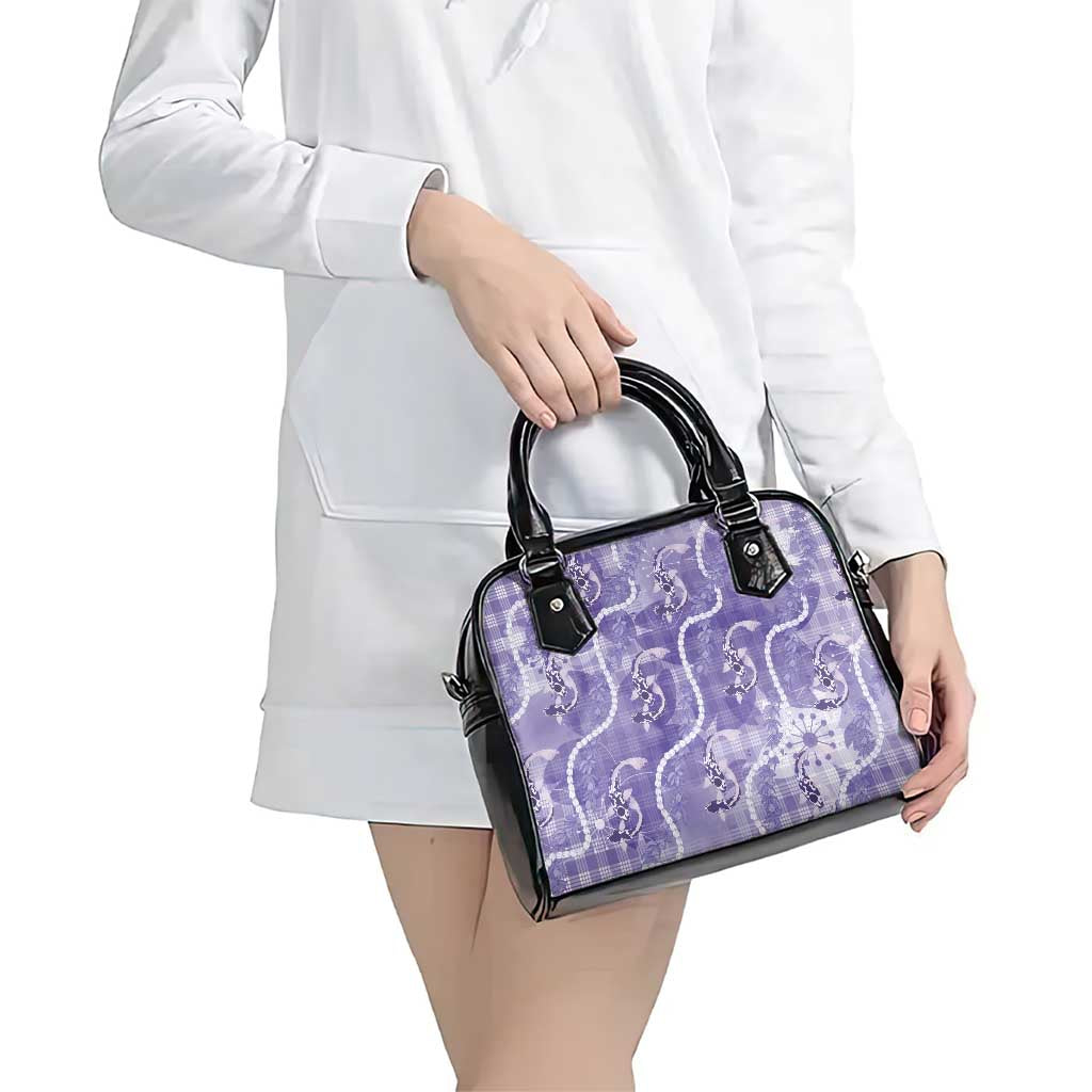 Japanese Koi Fish Shoulder Handbag Purple Wagara Palaka Honohono Pikake Lei LT9 - Polynesian Pride