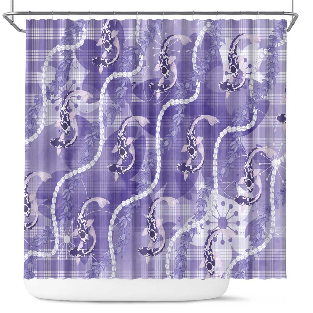 Japanese Koi Fish Shower Curtain Purple Wagara Palaka Honohono Pikake Lei