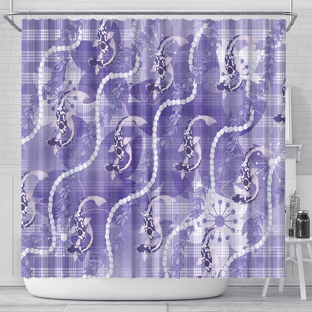 Japanese Koi Fish Shower Curtain Purple Wagara Palaka Honohono Pikake Lei