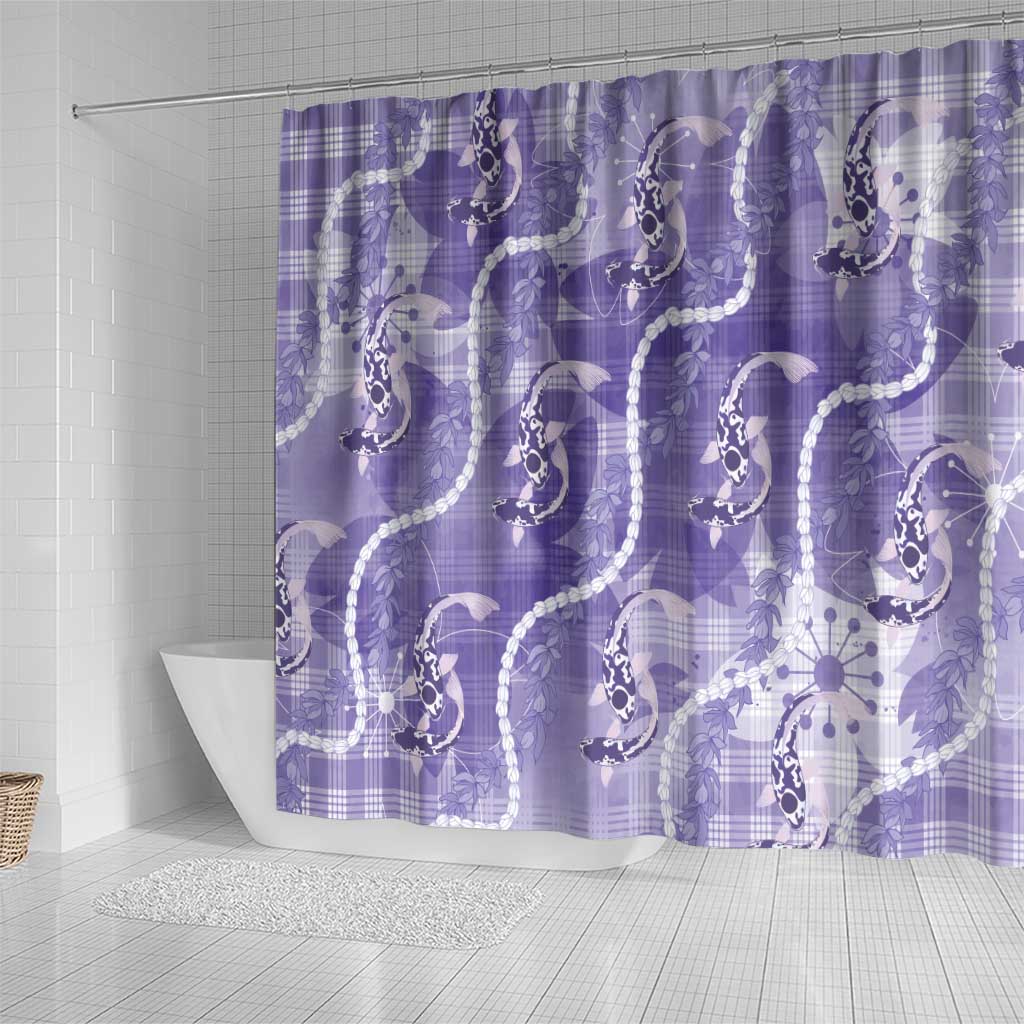 Japanese Koi Fish Shower Curtain Purple Wagara Palaka Honohono Pikake Lei