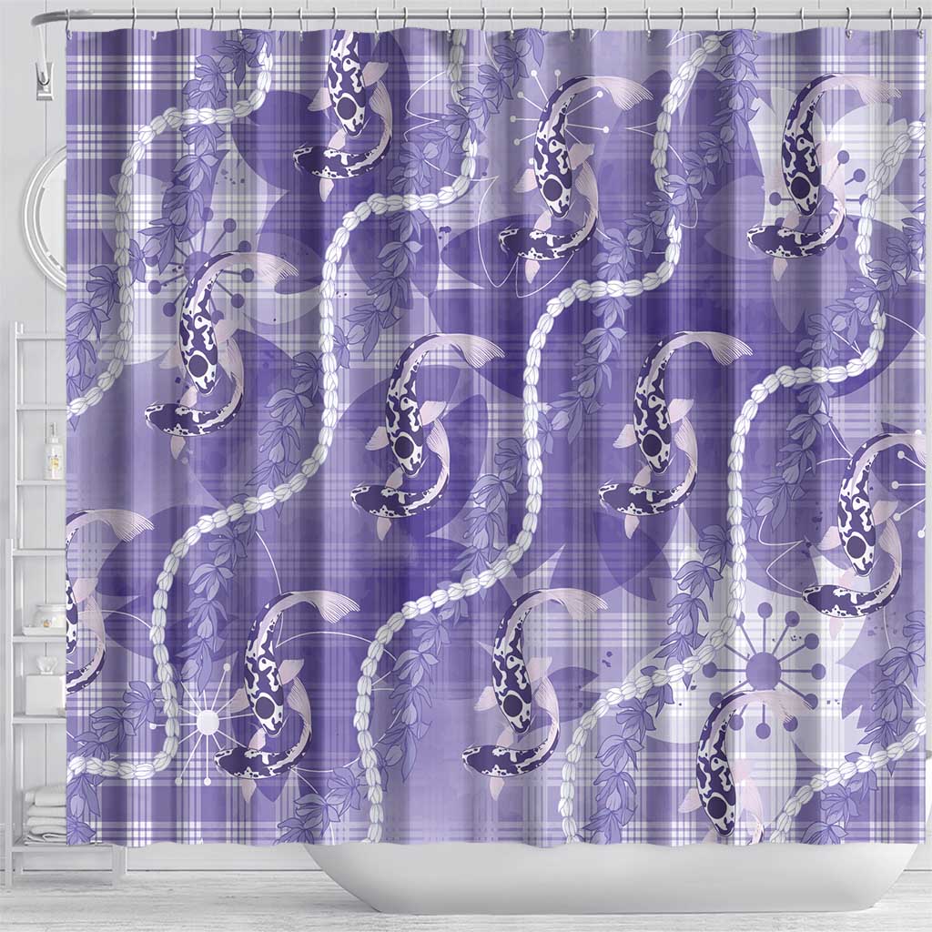 Japanese Koi Fish Shower Curtain Purple Wagara Palaka Honohono Pikake Lei