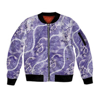 Japanese Koi Fish Sleeve Zip Bomber Jacket Purple Wagara Palaka Honohono Pikake Lei LT9 Unisex Purple - Polynesian Pride