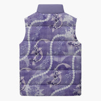 Japanese Koi Fish Sleeveless Puffer Jacket Purple Wagara Palaka Honohono Pikake Lei LT9 - Polynesian Pride