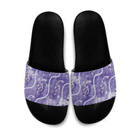Japanese Koi Fish Slide Sandals Purple Wagara Palaka Honohono Pikake Lei LT9 Purple - Polynesian Pride