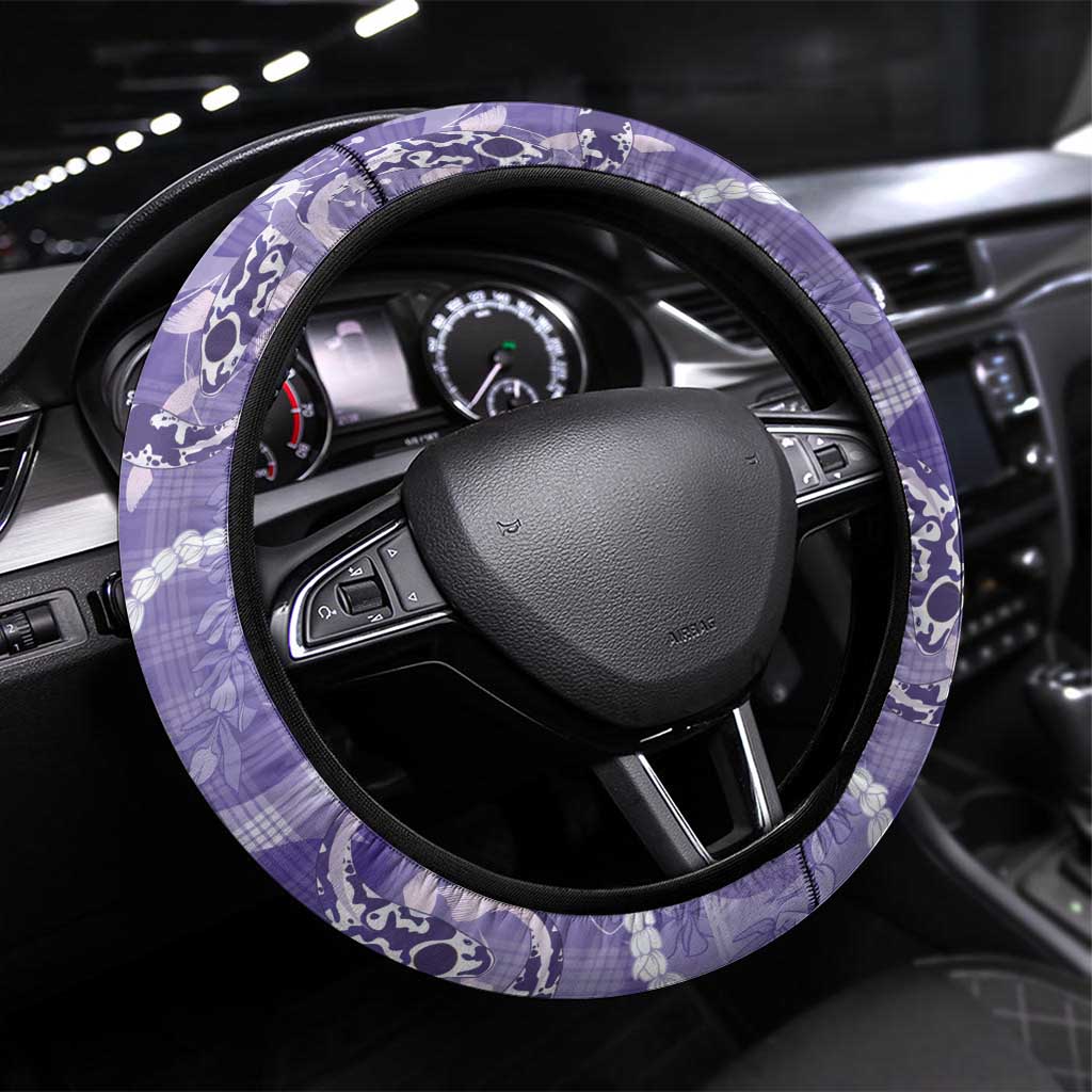 Japanese Koi Fish Steering Wheel Cover Purple Wagara Palaka Honohono Pikake Lei LT9 Universal Fit Purple - Polynesian Pride