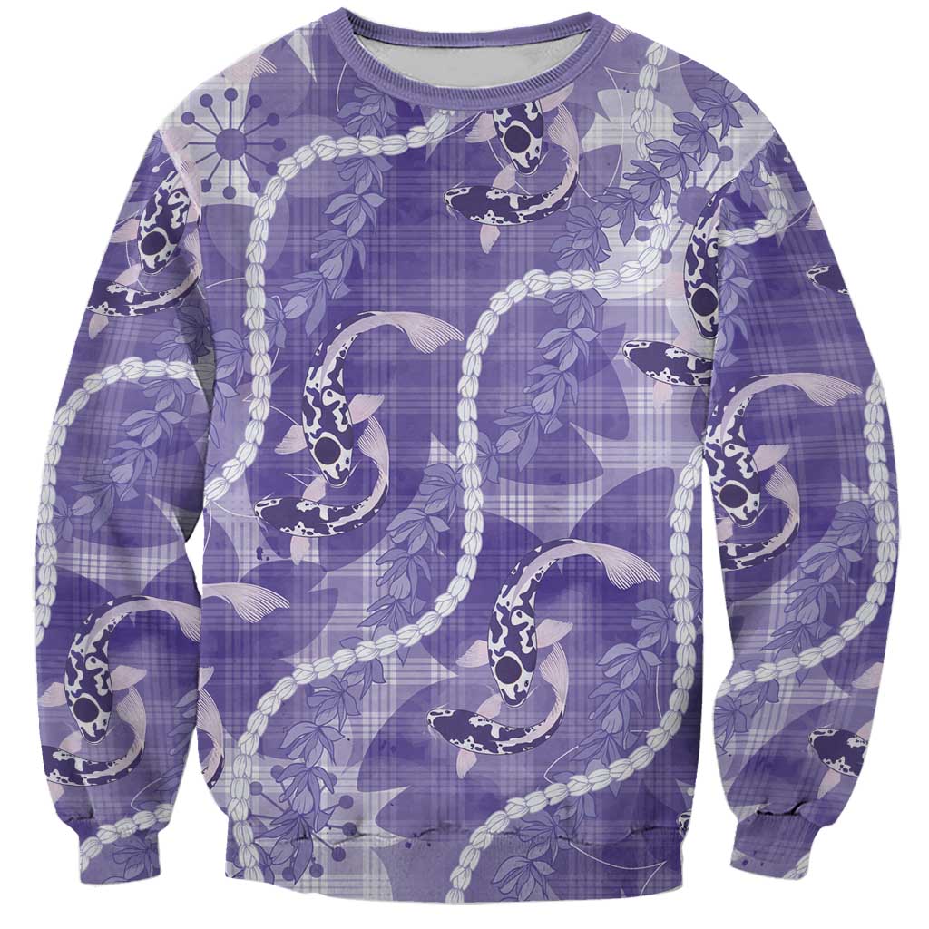 Japanese Koi Fish Sweatshirt Purple Wagara Palaka Honohono Pikake Lei