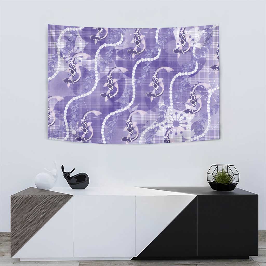 Japanese Koi Fish Tapestry Purple Wagara Palaka Honohono Pikake Lei LT9 - Polynesian Pride