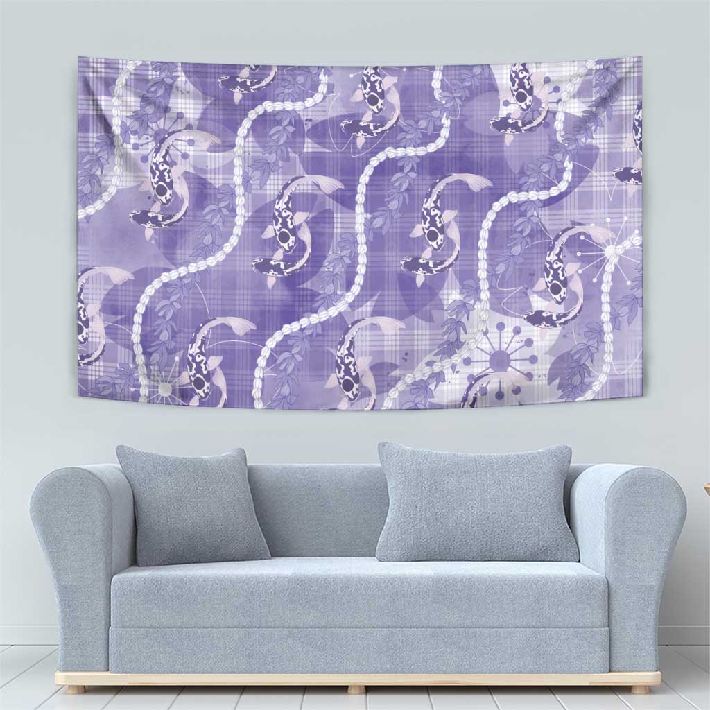 Japanese Koi Fish Tapestry Purple Wagara Palaka Honohono Pikake Lei LT9 - Polynesian Pride