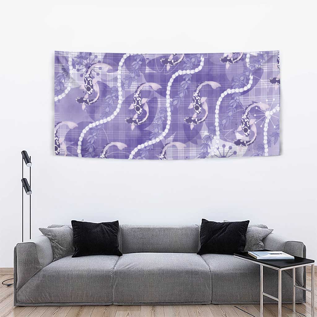 Japanese Koi Fish Tapestry Purple Wagara Palaka Honohono Pikake Lei LT9 - Polynesian Pride