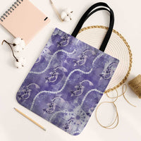 Japanese Koi Fish Tote Bag Purple Wagara Palaka Honohono Pikake Lei LT9 Black Strap One Size Purple - Polynesian Pride