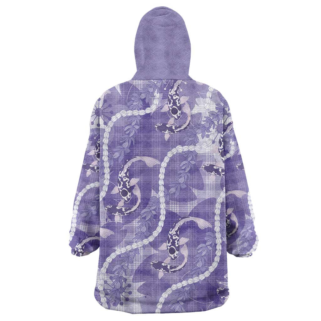 Japanese Koi Fish Wearable Blanket Hoodie Purple Wagara Palaka Honohono Pikake Lei